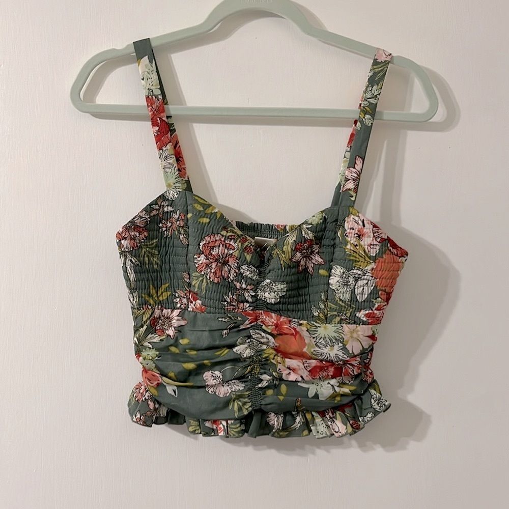 Corset Style Floral Crop Top Medium